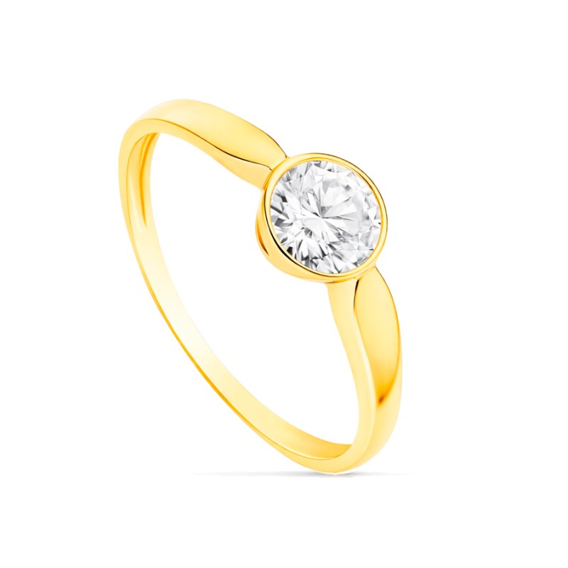 Anillo Solitario Mujer Oro 18K Circonita 6 mm | Joyería Parejo
