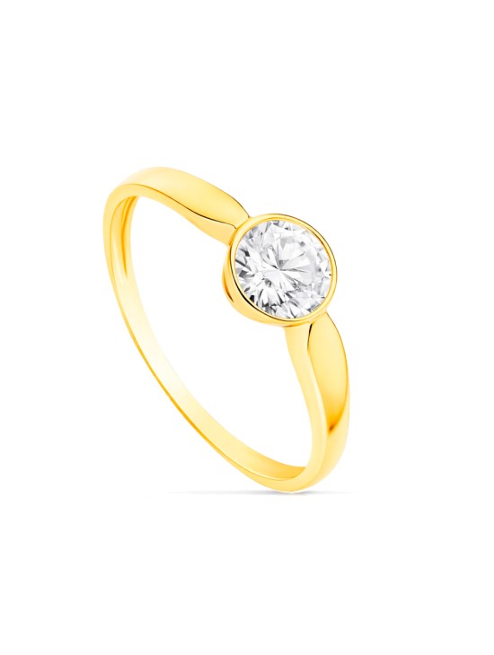 Anillo Solitario Mujer Oro 18K Circonita 6 mm | Joyería Parejo