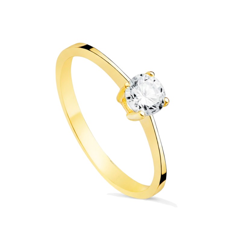 Anillo Solitario Mujer Oro 18K Garras Circonita | Joyería Parejo