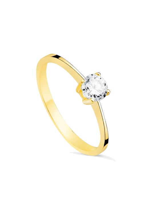 Anillo Solitario Mujer Oro 18K Garras Circonita | Joyería Parejo
