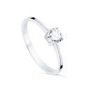 Anillo Solitario Mujer Oro Blanco 18K Cuatro Garras con Circonita 5 mm