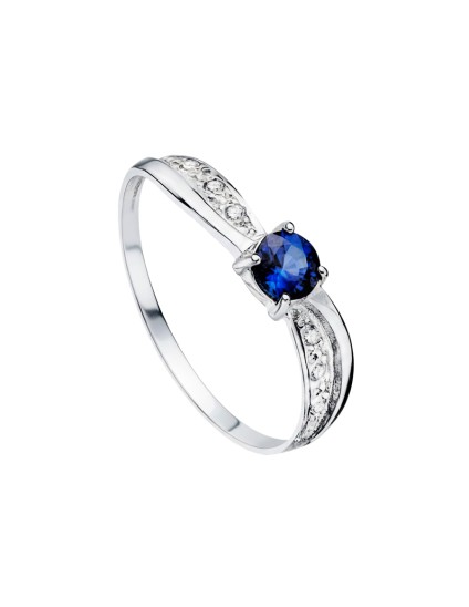 Anillo Solitario Mujer Oro Blanco 18K Zafiro Difusión | Joyería Parejo