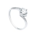 Anillo Solitario Mujer Oro Blanco 18K Circonita 7 mm