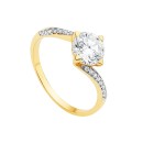 Anillo Solitario Mujer Oro Bicolor 18K Circonita 7 mm