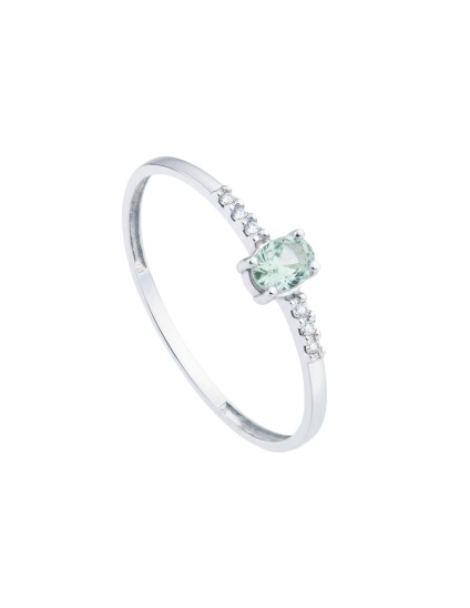 Sortija Oro Blanco Diamantes Laboratorio y Aguamarina | Joyería Parejo