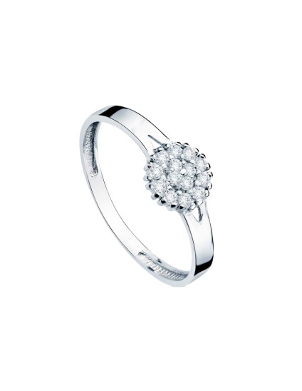 Sortija Niña Oro Blanco 18K Cuajo Circonitas 6,5 mm | Joyería Parejo