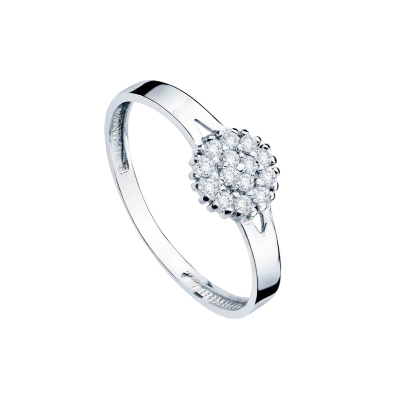 Sortija Niña Oro Blanco 18K Cuajo Circonitas 6,5 mm | Joyería Parejo