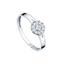 Anillo Sortija Niña Oro Blanco 18K Cuajo Circonitas 6,5 mm