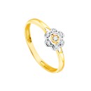 Anillo Sortija Niña Oro Bicolor 18K Flor con Circonita