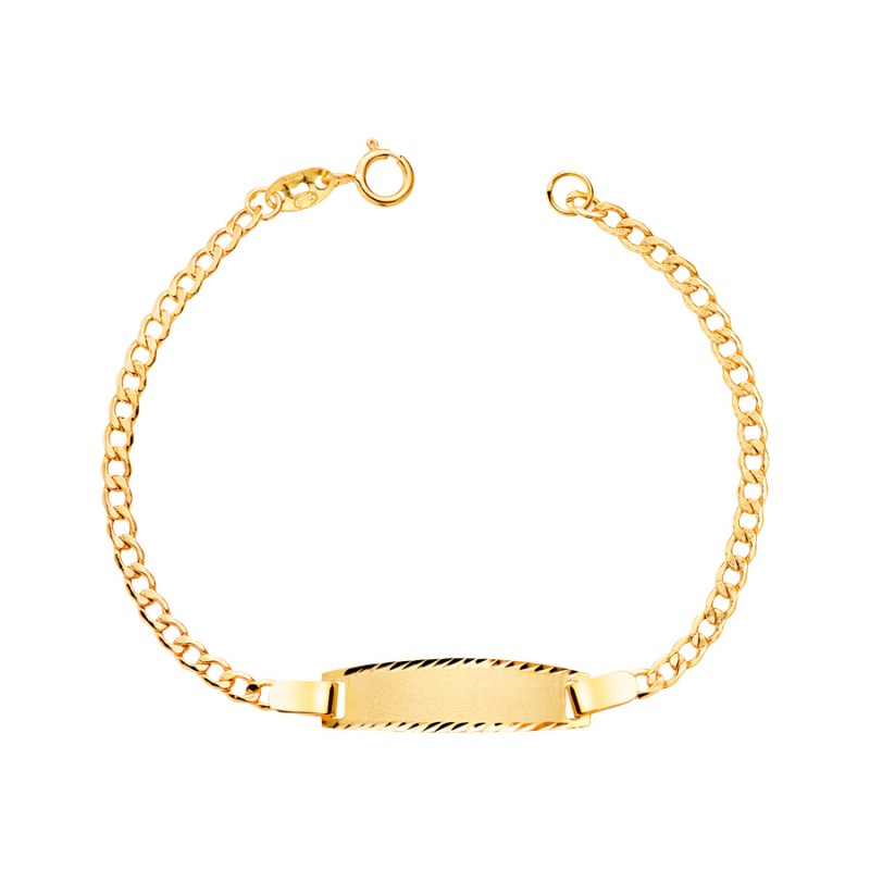 Esclava Niño Oro 18K Barbada Hueca con Placa | Joyería Parejo