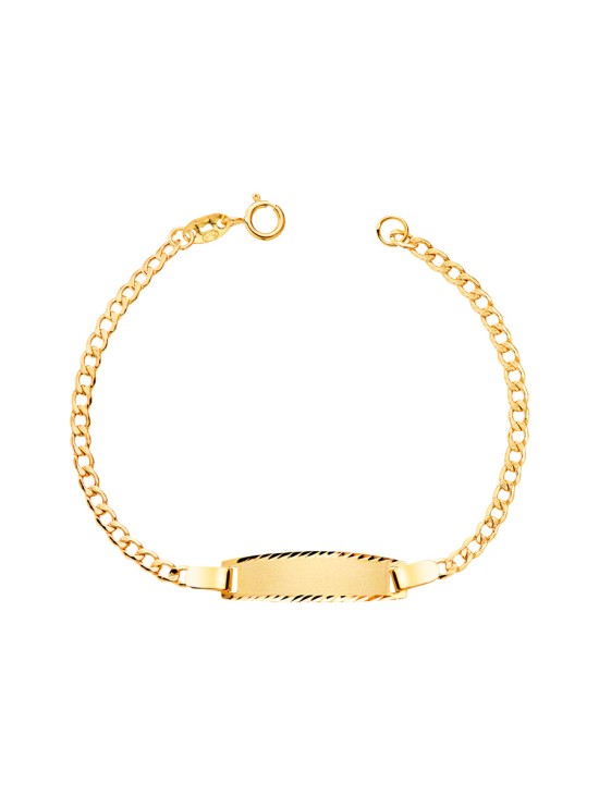 Esclava Niño Oro 18K Barbada Hueca con Placa | Joyería Parejo