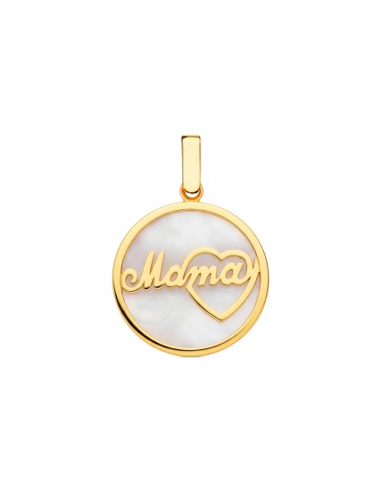 Colgante Nácar Mama con Corazón 20 mm Oro 18K Mujer | Joyería Parejo