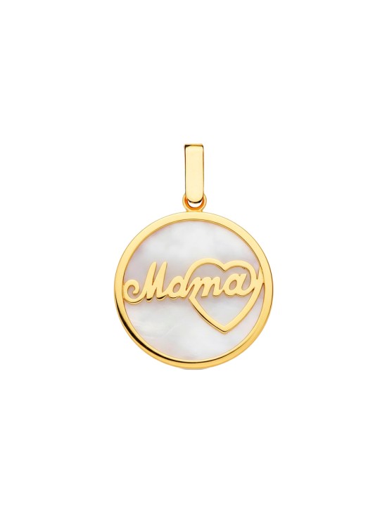Colgante Nácar Mama con Corazón 20 mm Oro 18K Mujer | Joyería Parejo