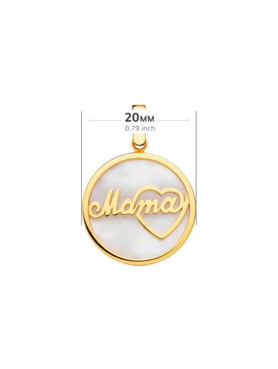 Colgante Nácar Mama con Corazón 20 mm Oro 18K Mujer | Joyería Parejo