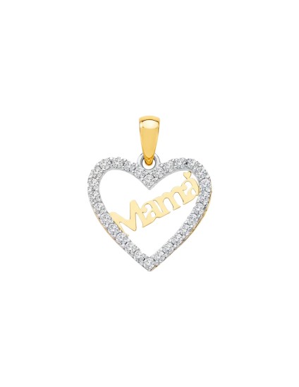 Colgante Corazón Mamá 15x13 mm Oro Bicolor 18K | Joyería Parejo