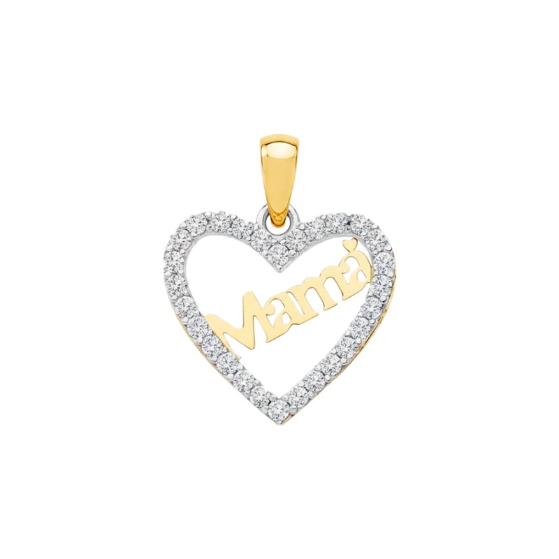 Colgante Corazón Mamá 15x13 mm Oro Bicolor 18K | Joyería Parejo