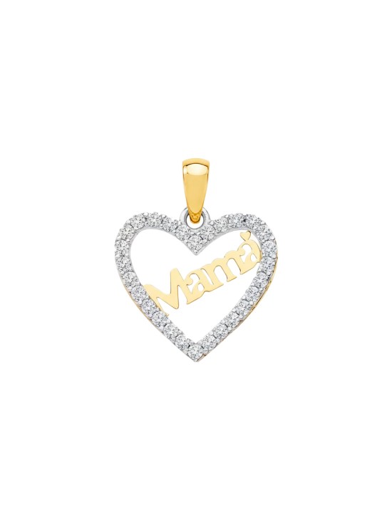 Colgante Corazón Mamá 15x13 mm Oro Bicolor 18K | Joyería Parejo