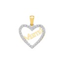 Colgante Corazón Mamá 15x13 mm Oro Bicolor 18K Circonitas Mujer