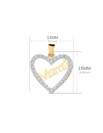Colgante Corazón Mamá 15x13 mm Oro Bicolor 18K | Joyería Parejo