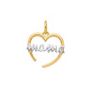 Colgante Corazón Oro 18K con Mama en Oro Blanco 18K 15x14 mm