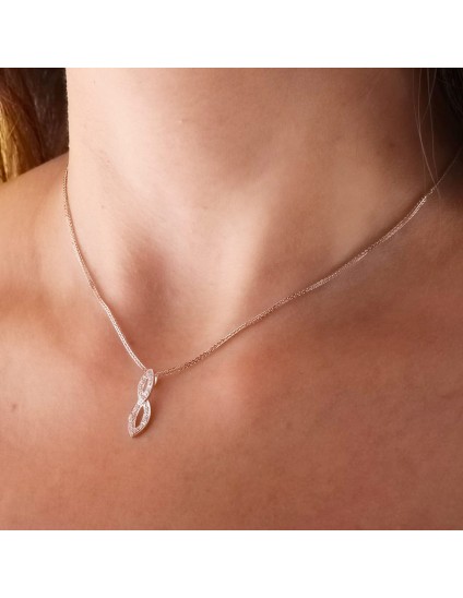 Gargantilla Oro Blanco 18K 45 cm Motivo Circonitas | Joyería Parejo