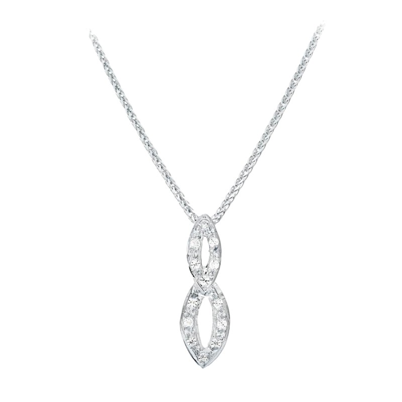 Gargantilla Oro Blanco 18K 45 cm Motivo Circonitas | Joyería Parejo