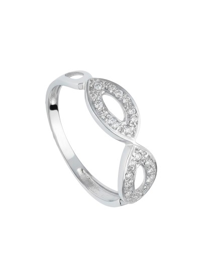Anillo Sortija Calada Oro Blanco 18K 6 mm Circonitas | Joyería Parejo