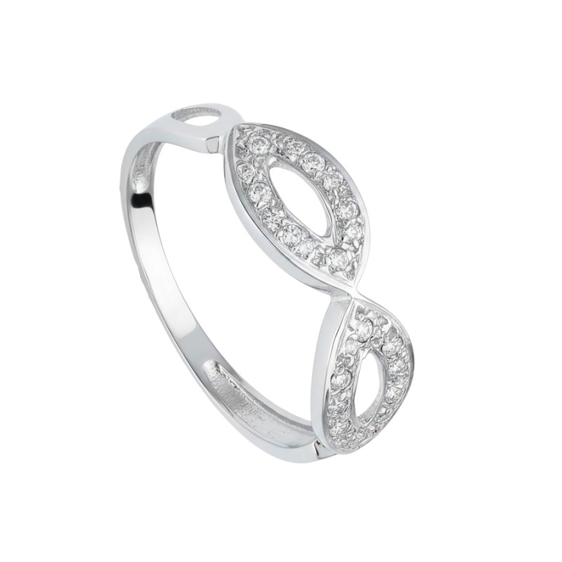Anillo Sortija Calada Oro Blanco 18K 6 mm Circonitas | Joyería Parejo