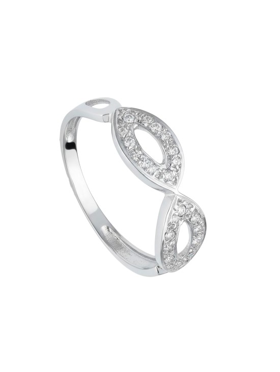 Anillo Sortija Calada Oro Blanco 18K 6 mm Circonitas | Joyería Parejo