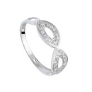 Anillo Sortija Calada Oro Blanco 18K Mujer Motivo 6 mm Circonitas