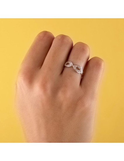 Anillo Sortija Calada Oro Blanco 18K 6 mm Circonitas | Joyería Parejo