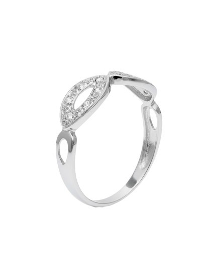 Anillo Sortija Calada Oro Blanco 18K 6 mm Circonitas | Joyería Parejo