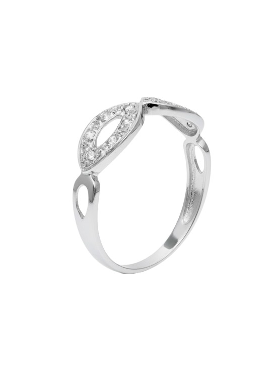 Anillo Sortija Calada Oro Blanco 18K 6 mm Circonitas | Joyería Parejo