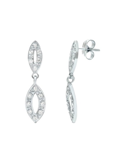 Pendientes Oro Blanco 18K Mujer 25x6 mm Circonitas | Joyería Parejo