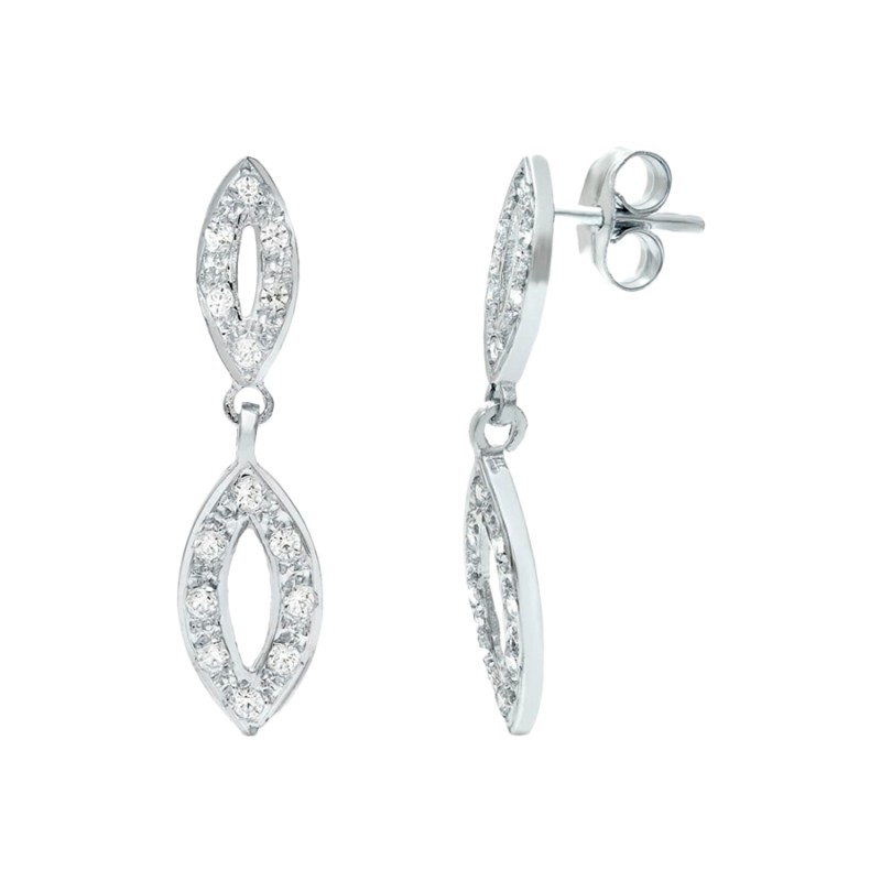Pendientes Oro Blanco 18K Mujer 25x6 mm Circonitas | Joyería Parejo