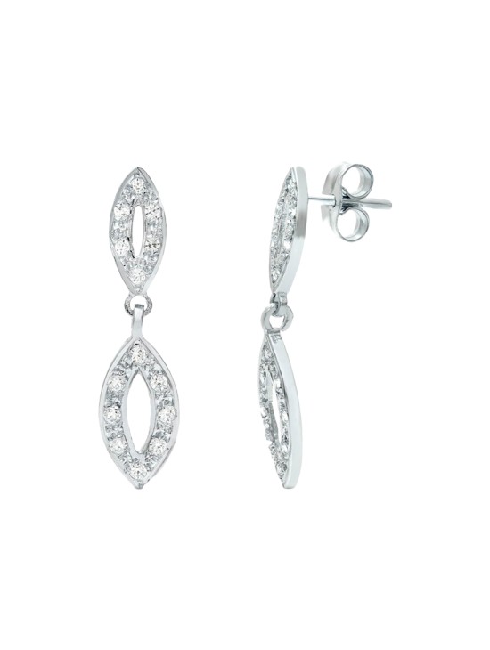 Pendientes Oro Blanco 18K Mujer 25x6 mm Circonitas | Joyería Parejo