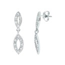 Pendientes Oro Blanco 18K Mujer Dos Cuerpos 25x6 mm Circonitas