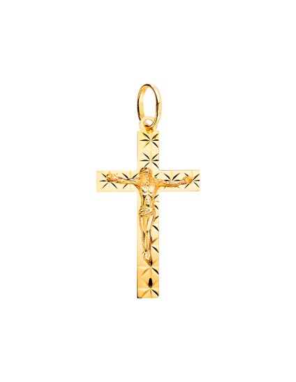 Cruz Oro 18K Tallada con Cristo 34x19 mm | Joyería Parejo