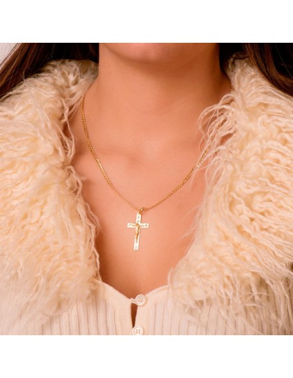 Cruz Oro 18K Tallada con Cristo 34x19 mm | Joyería Parejo
