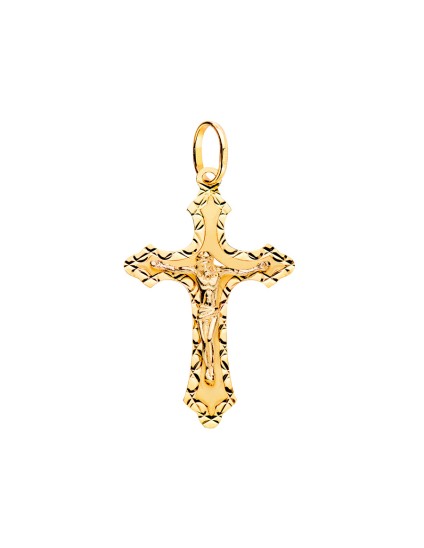 Cruz Oro 18K Tallada con Cristo 35x22 mm | Joyería Parejo