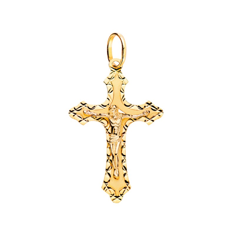 Cruz Oro 18K Tallada con Cristo 35x22 mm | Joyería Parejo