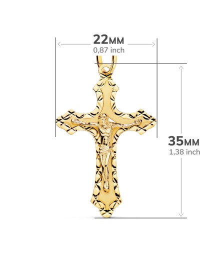 Cruz Oro 18K Tallada con Cristo 35x22 mm | Joyería Parejo