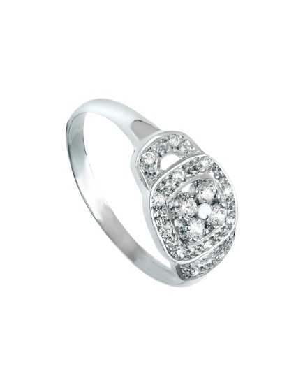 Anillo Sortija Oro Blanco 18K Motivo 9 mm Circonitas | Joyería Parejo