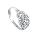 Anillo Sortija Oro Blanco 18K Motivo 9 mm con Circonitas