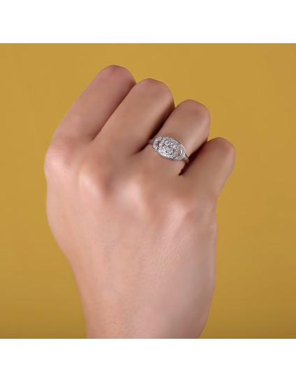 Anillo Sortija Oro Blanco 18K Motivo 9 mm Circonitas | Joyería Parejo