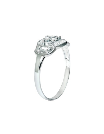 Anillo Sortija Oro Blanco 18K Motivo 9 mm Circonitas | Joyería Parejo