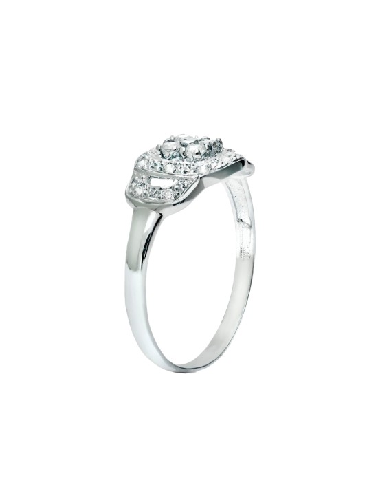 Anillo Sortija Oro Blanco 18K Motivo 9 mm Circonitas | Joyería Parejo