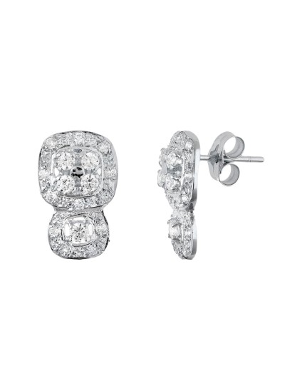 Pendientes Oro Blanco 18K Motivo 15x9 mm Circonitas | Joyería Parejo