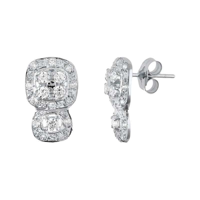 Pendientes Oro Blanco 18K Motivo 15x9 mm Circonitas | Joyería Parejo