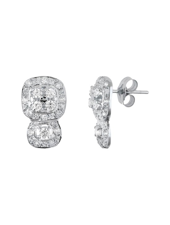 Pendientes Oro Blanco 18K Motivo 15x9 mm Circonitas | Joyería Parejo